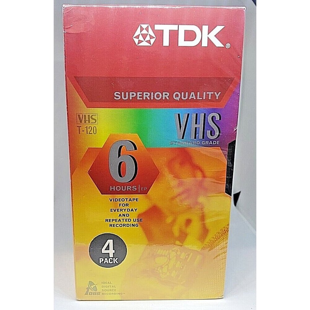VHS Tapes Revue 6 Hr Superior Quality TDK - T-120  T-120RV 4 pack
